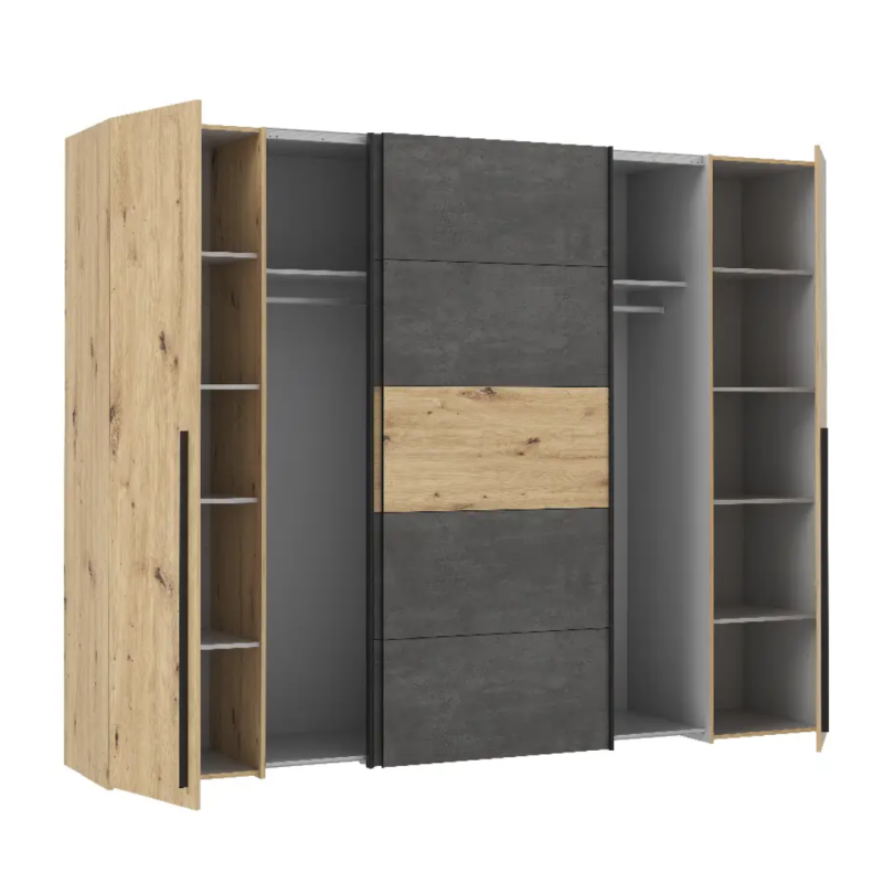 Armario Grande 270cm Negro y Roble | Muebles Tam Tam