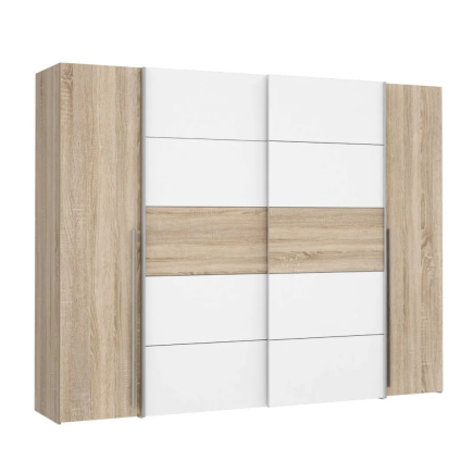 Armario Max 270cm Correderas y Batientes Blanco y Roble | Muebles TamTam