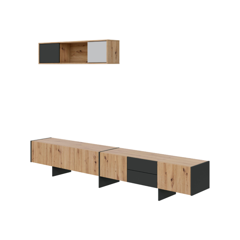 Conjunto Salón TV BALI 259 cm Roble y Antracita