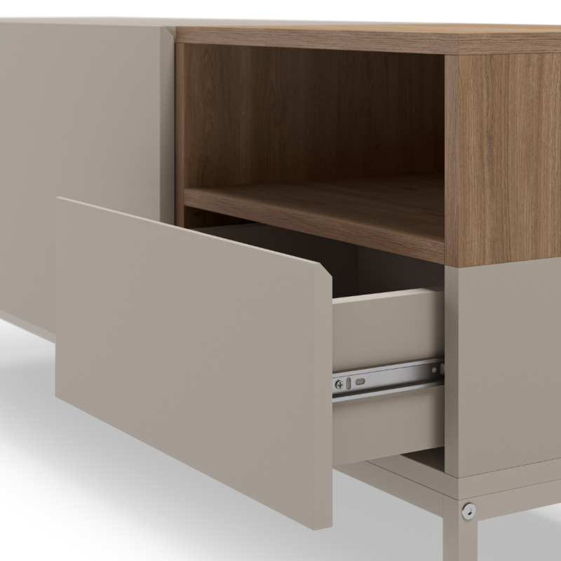 Mueble TV Cailin 140 cm - Beige y Madera