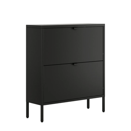 Zapatero Titania 80 cm Metálico Negro 2 Puertas