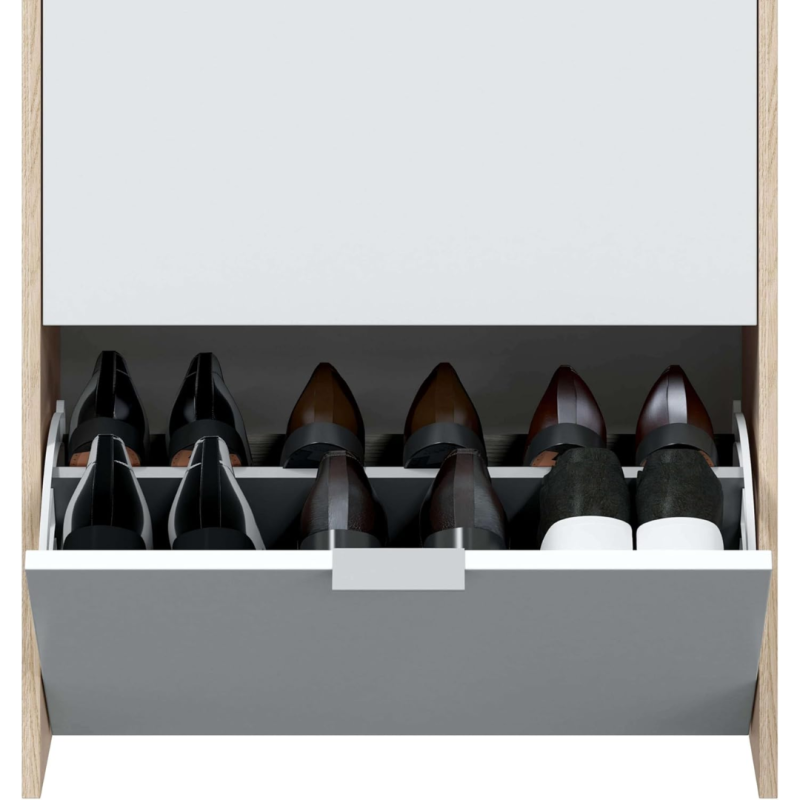 Zapatero Recibidor 60 cm Roble y Blanco 3 Puertas