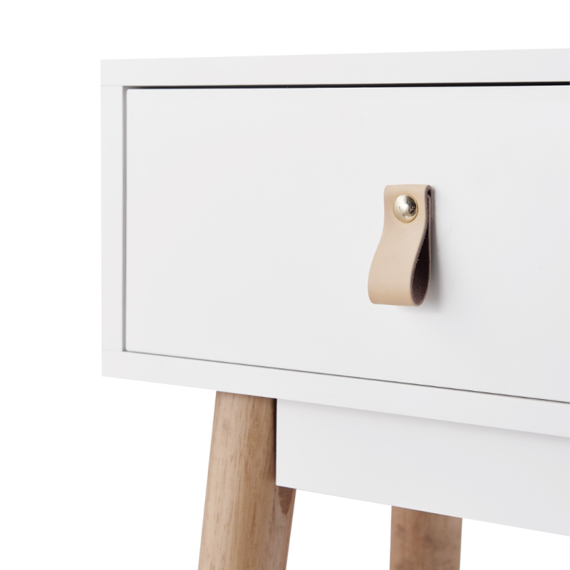 Recibidor Anzio 80 cm Blanco con Cajón y Patas de Pino