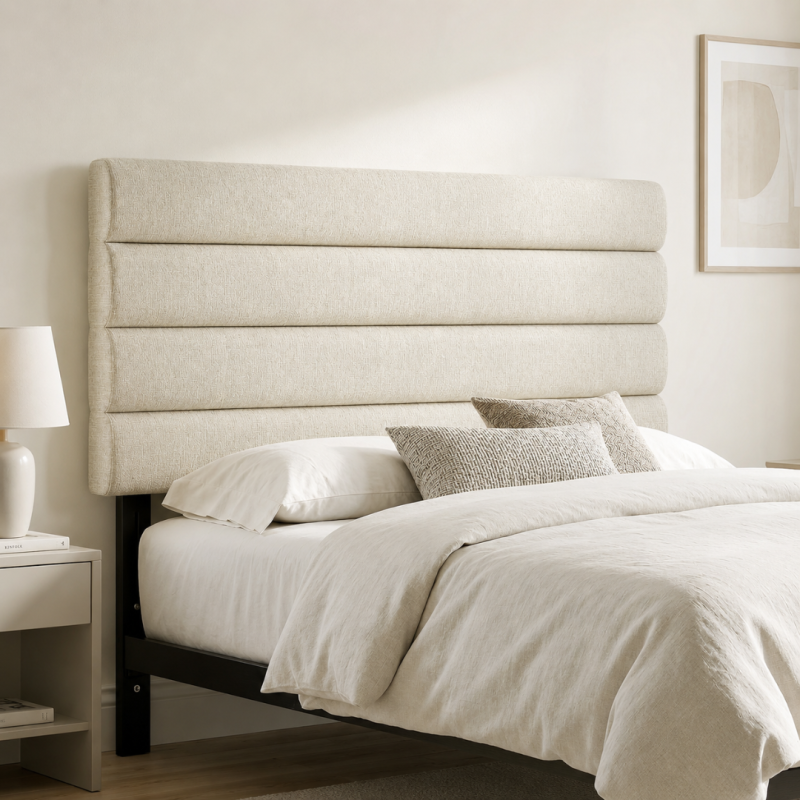 Cabecero de Cama 140 cm Beige Altura Ajustable