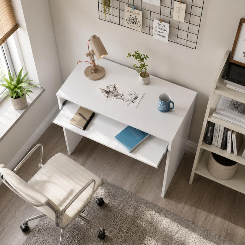 Escritorio i-JOY 90 cm Blanco Artik con Bandeja