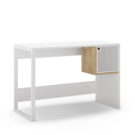 Escritorio Nela 110 cm Blanco y Roble con Módulo