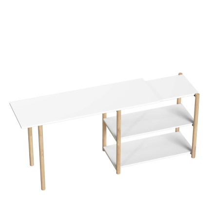 Escritorio Plegable Giratorio 150 cm Blanco y Roble