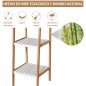 Estantería Escalera 35 cm Bambú Blanco y Natural