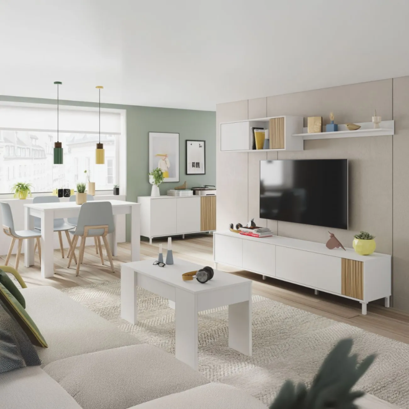 Pack Muebles Salón Ethna 4 Piezas Blanco