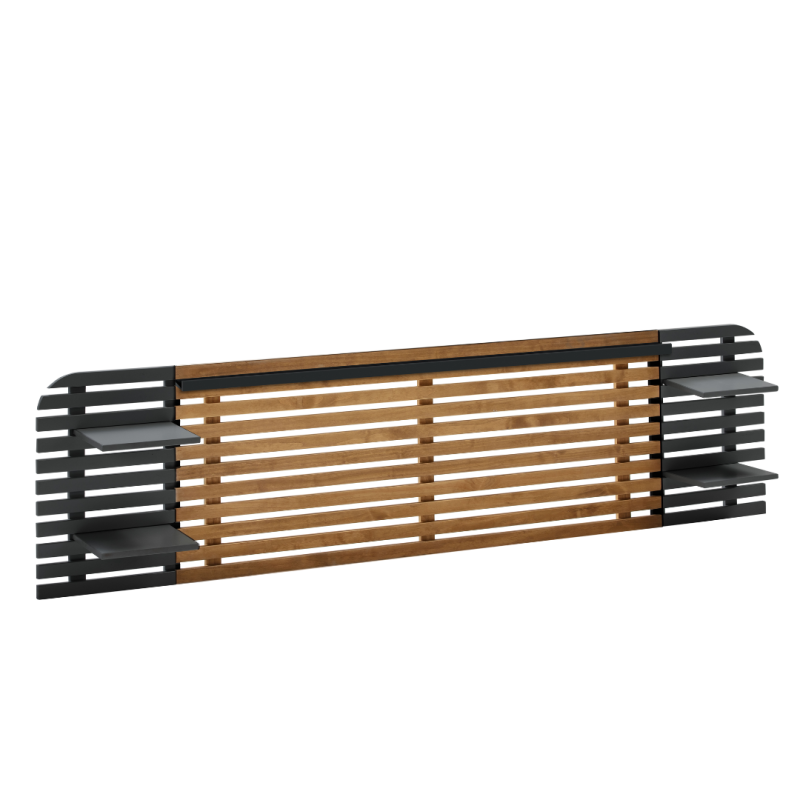 Cabezal Dimas 240 cm Negro y Roble con Mesitas