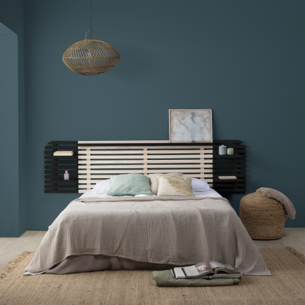Cabezal Dimas 240 cm Pino y Negro con Mesitas