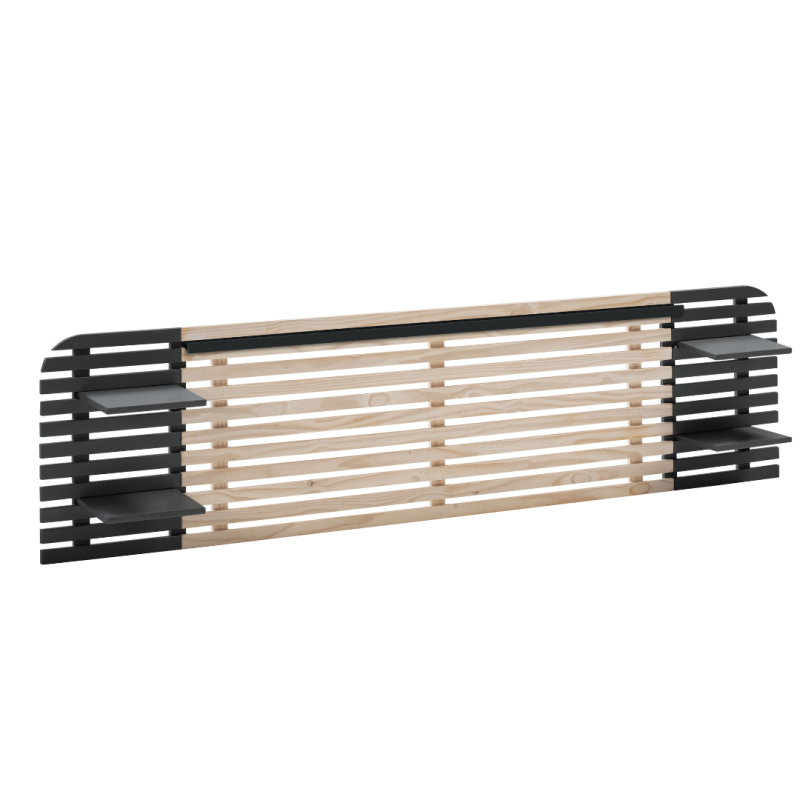 Cabezal Dimas 240 cm Pino y Negro con Mesitas