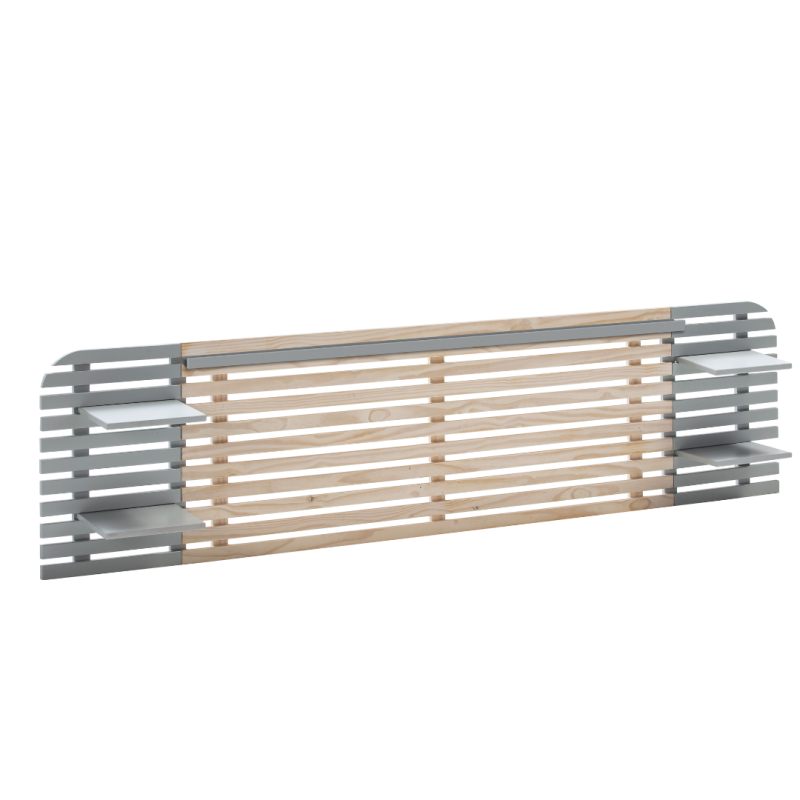 Cabezal Dimas 240 cm Pino y Gris con Mesitas