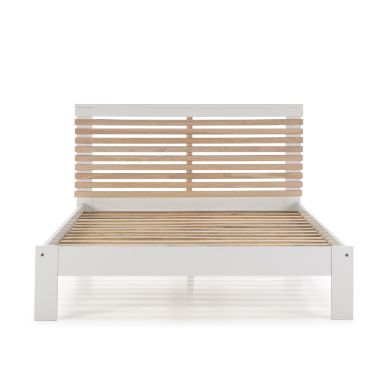 Cama Vectra 140x190 cm Blanco y Cera con Somier