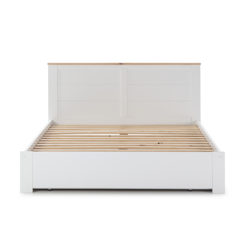 Cama Gabi 135/140x190 cm Blanco y Cera con Cajón