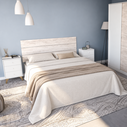 Cabecero Sweet con Mesitas 160 cm Blanco Artik y Velho