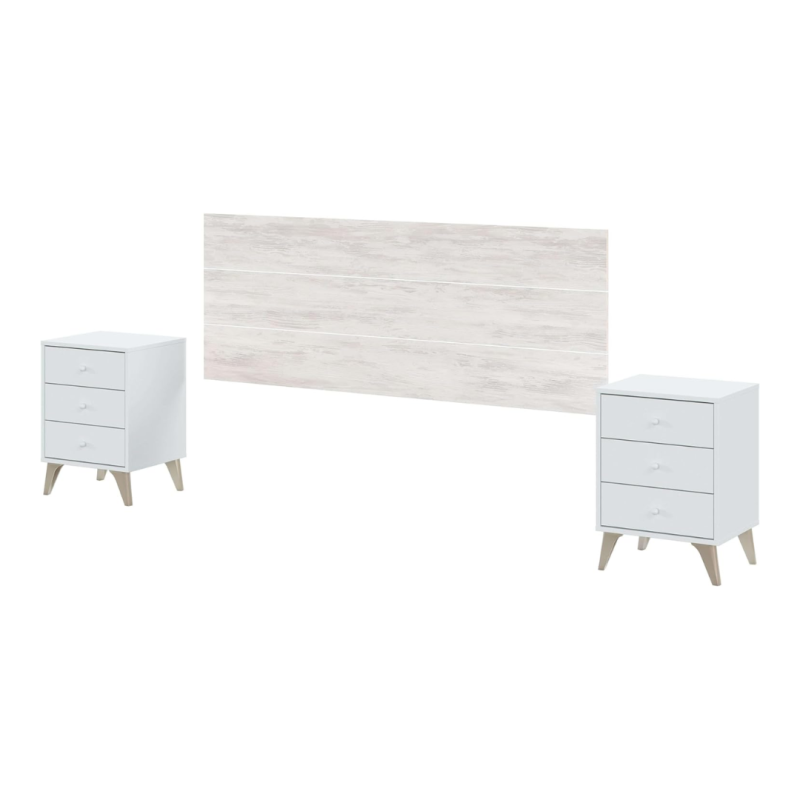 Cabecero Sweet con Mesitas 160 cm Blanco Artik y Velho
