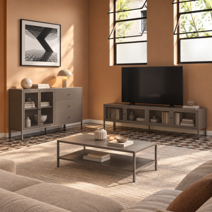 Pack Muebles Salón Fayna 3 Piezas Metal Moca