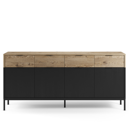 Aparador Marion 180 cm Roble y Negro Pata Metal