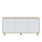 Aparador Kikua 3 Puertas Push Blanco Artik y Roble Canadian | 154x40x75 cm