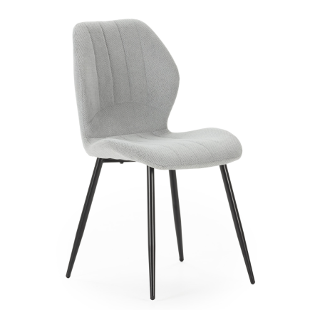 Silla Milu Gris Hielo Tapizada Patas Metal