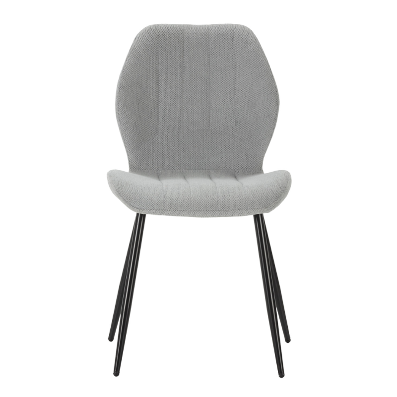 Silla Milu Gris Hielo Tapizada Patas Metal