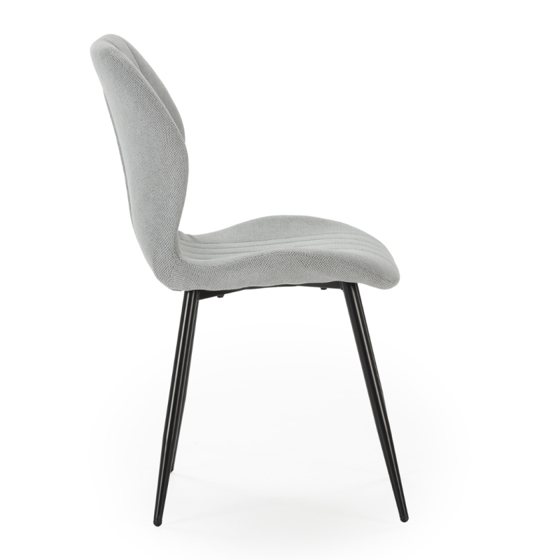 Silla Milu Gris Hielo Tapizada Patas Metal