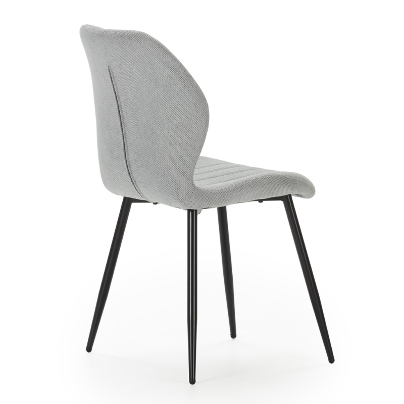 Silla Milu Gris Hielo Tapizada Patas Metal