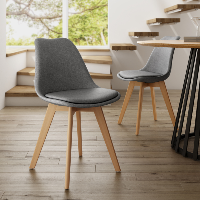 Pack 4 Sillas Amsterdam Gris y Madera