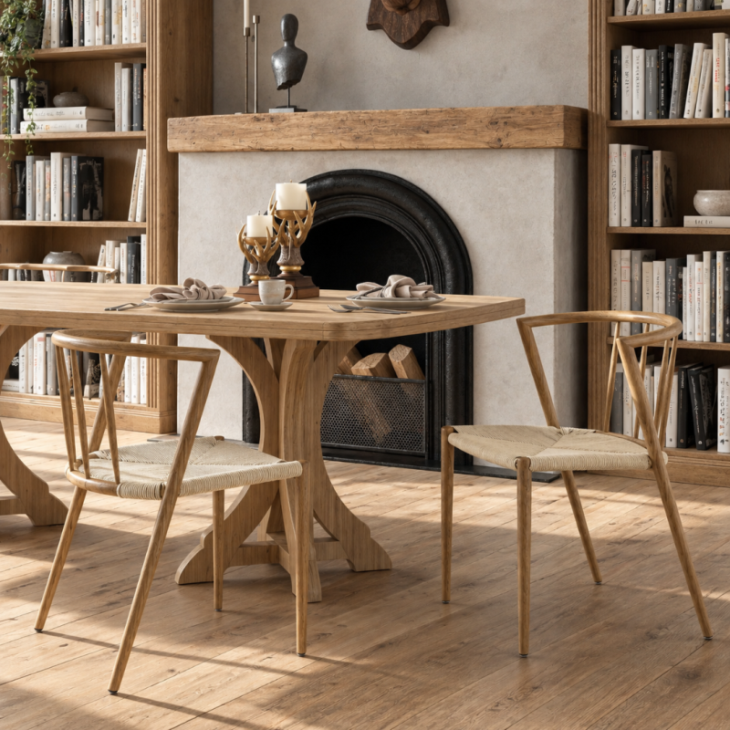 Pack 2 Sillas Wynn Roble y Crema Midcentury