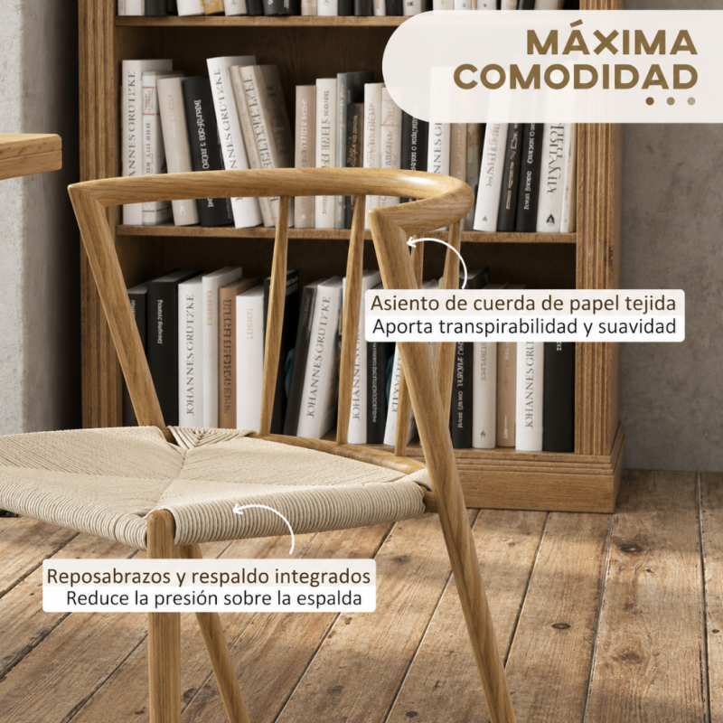 Pack 2 Sillas Wynn Roble y Crema Midcentury