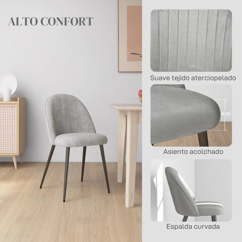 Pack 4 Sillas Terciopelo Respaldo Alto 50 cm