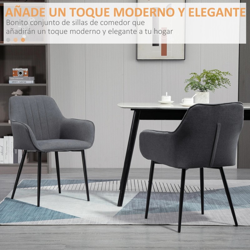 Set 2 Sillas con Reposabrazos 59,5 cm Gris o Beige