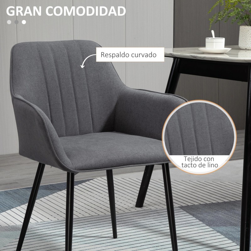 Set 2 Sillas con Reposabrazos 59,5 cm Gris o Beige