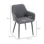 Set 2 Sillas con Reposabrazos 59,5 cm Gris o Beige