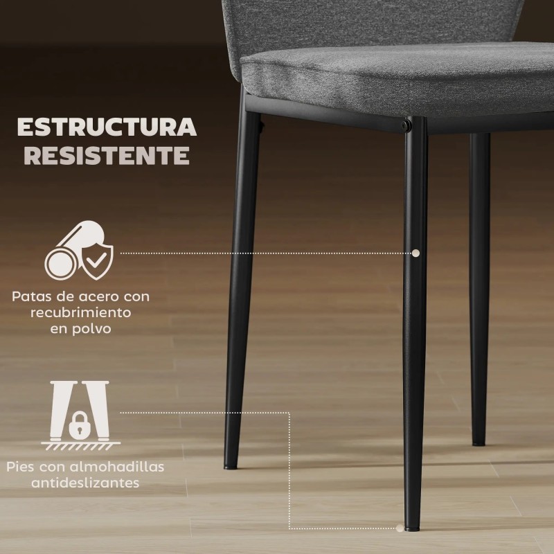 Set 2 Sillas Terciopelo Gris Respaldo Curvo 45 cm