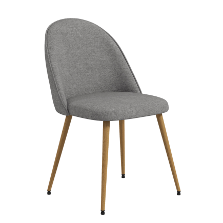 Set 2 Sillas Lino Gris Patas Acero 50 cm
