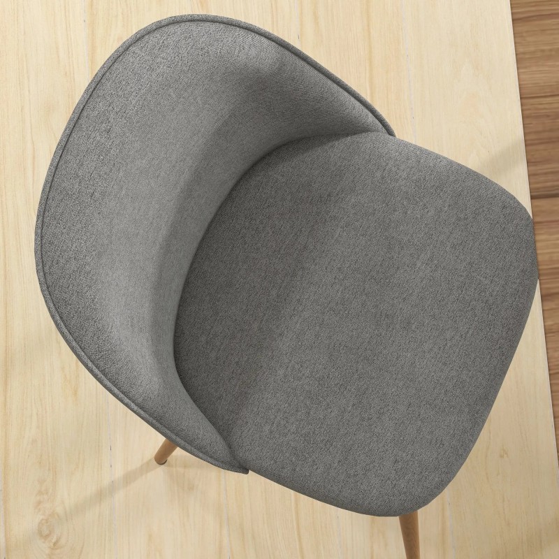 Set 2 Sillas Lino Gris Patas Acero 50 cm