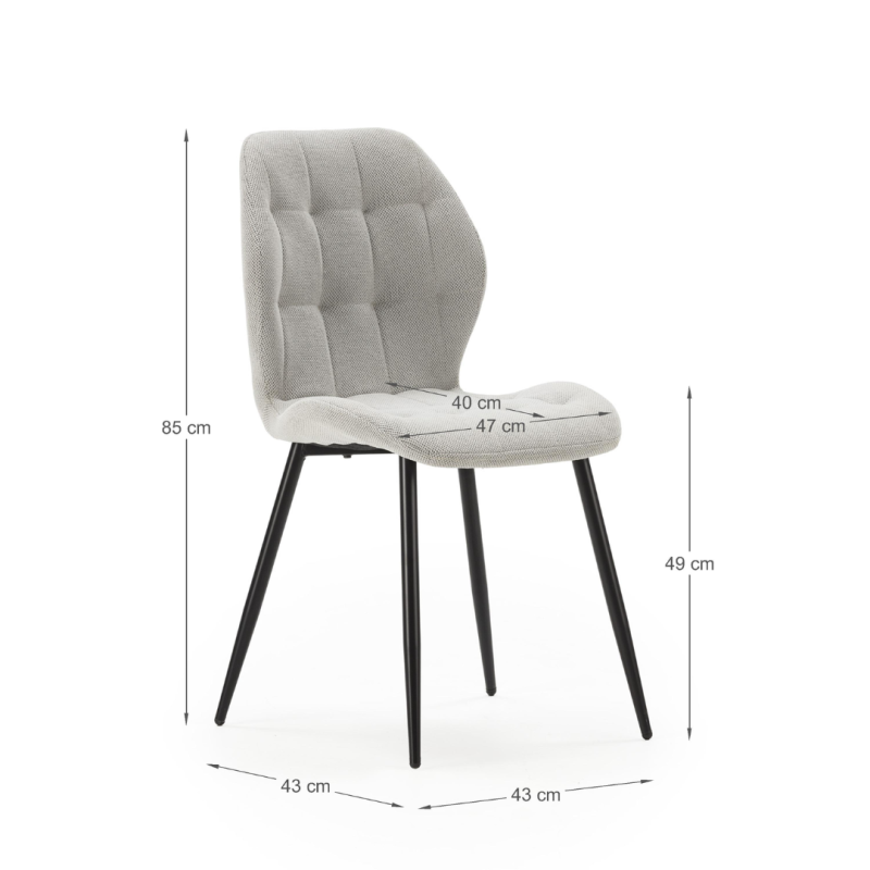 Silla Nalu Gris Claro Tapizada Capitoné