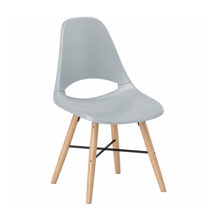 Set 2 Sillas de Plástico Gris Patas Madera 47 cm