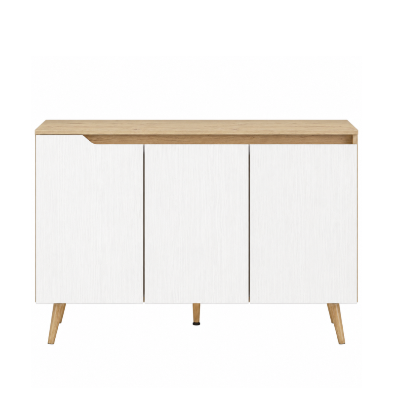Aparador 107 cm Roble y Blanco 3 Puertas