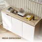 Aparador 107 cm Roble y Blanco 3 Puertas