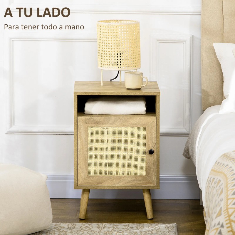 Mesita de Noche Cannage 39 cm Madera Natural