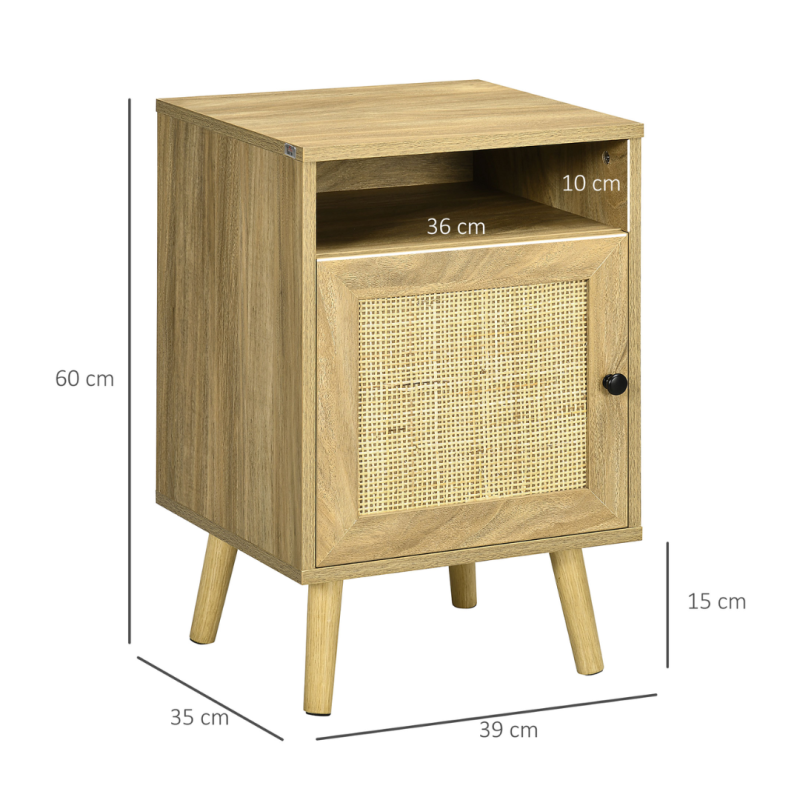 Mesita de Noche Cannage 39 cm Madera Natural