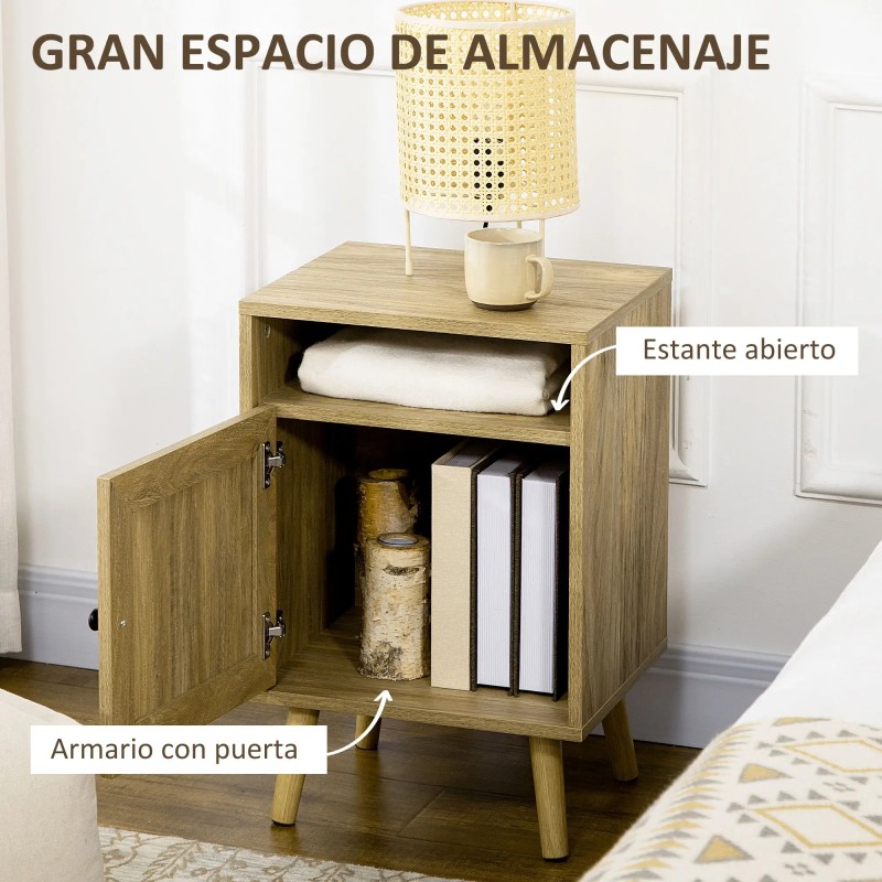 Mesita de Noche Cannage 39 cm Madera Natural