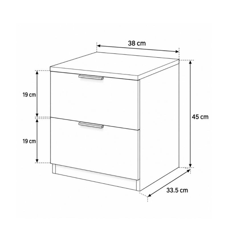Mesita de Noche Low Cost 38 cm 2 Cajones