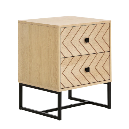 Mesita de Noche 48 cm Madera y Negro Geométrica