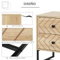 Mesita de Noche 48 cm Madera y Negro Geométrica