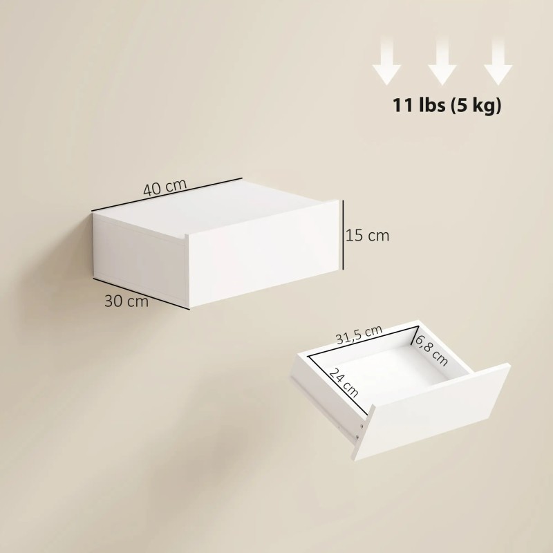 Set 2 Mesitas de Noche Flotantes 40 cm