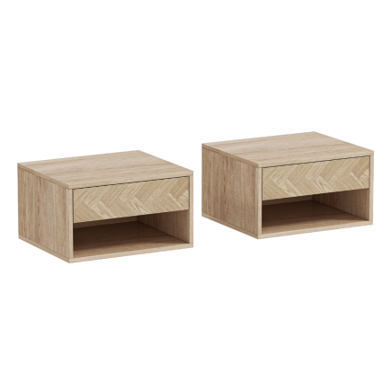Set 2 Mesitas de Noche Colgantes 37 cm Natural